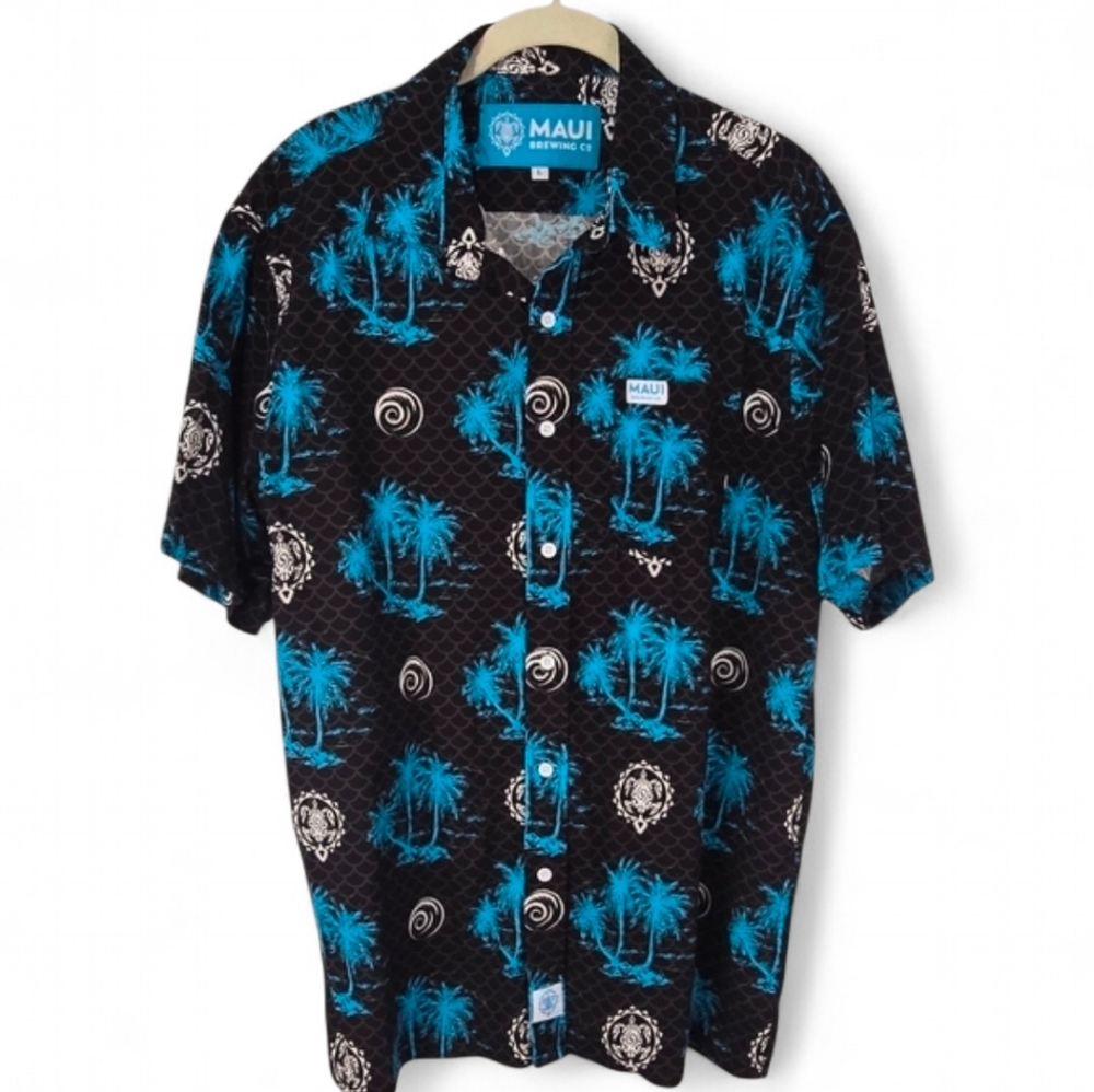 Maui Brewing Co Aloha Hawaiian Button‎ Down Shirt Size Large